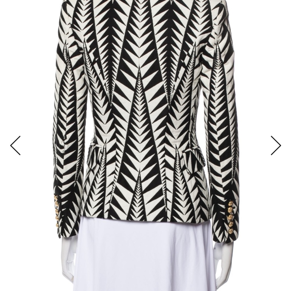 Balmain Black and White Geometric Blazer